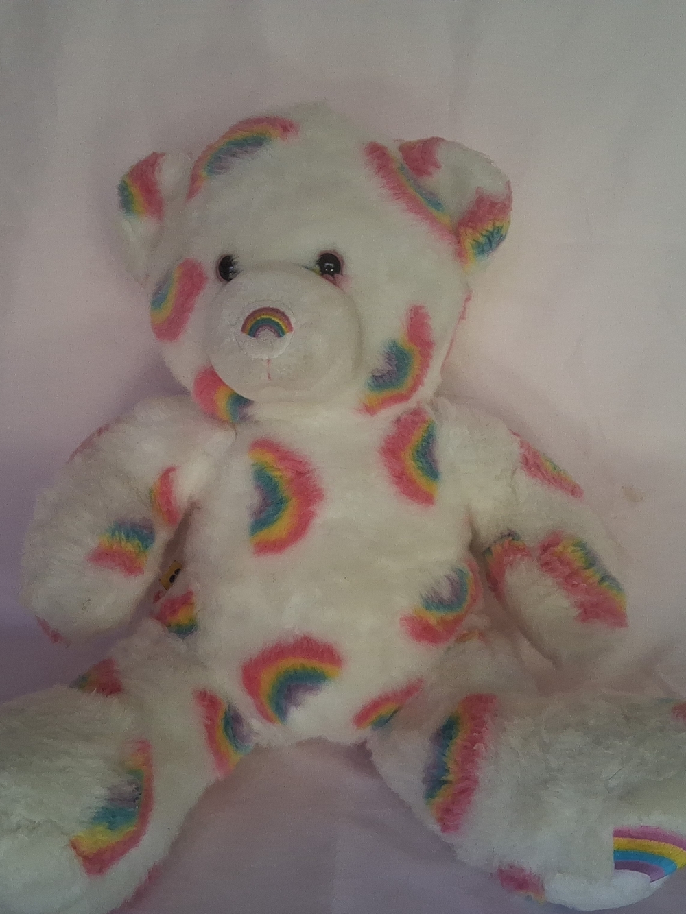 Build A Bear Summer Of Hugs White Rainbow Spotted Stuffed Teddy Bear 14"
